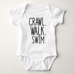 Crawl Walk Zwemmen, Schattigee kleine zwemmer Romper