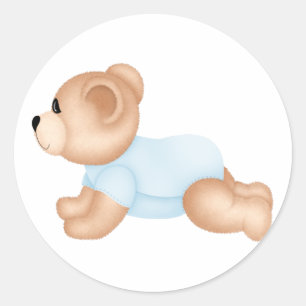 Crawling Baby Teddy Bear Stickers : Blauw
