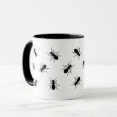 Crawling grote zwarte mieren zwerm grappige nieuwi mok (Voorkant links)
