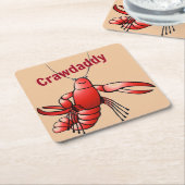 Crawpapa Red Crayfish Vierkante Kartonnen Onderzetter (Schuin)
