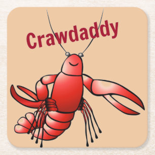 Crawpapa Red Crayfish Vierkante Kartonnen Onderzetter