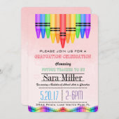 Crayola Rainbow Enseignant Invitation de graduatio (Devant / Derrière)