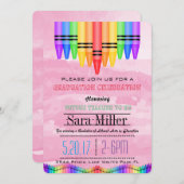 Crayola Rainbow Teacher Afstuderen Uitnodiging (Voorkant / Achterkant)