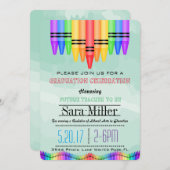 Crayola Rainbow Teacher Afstuderen Uitnodiging (Voorkant / Achterkant)