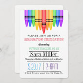 Crayola Rainbow Teacher Afstuderen Uitnodiging (Voorkant / Achterkant)