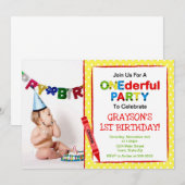 Crayon 1er Anniversaire Carte photo d'invitation (Devant / Derrière)