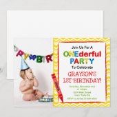 Crayon 1er Anniversaire Carte photo d'invitation (Devant / Derrière)