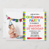 Crayon 1er Anniversaire Carte photo d'invitation (Devant)