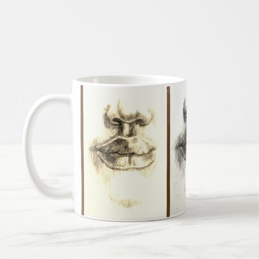 Crayon à lèvres et nez Dessin Art Mug (Gauche)