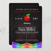 Crayon & Apple Teacher Afstuderen Invitation Kaart (Voorkant / Achterkant)