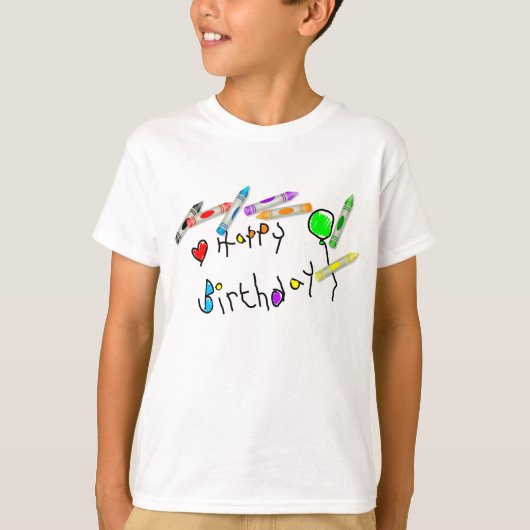 Crayon Birthday Greeting T-shirt (Voorkant)