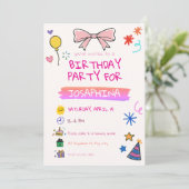 Crayon Birthday Party, Hand-Drawn Kids Invitation (Debout devant)