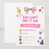 Crayon Birthday Party, Hand-Drawn Kids Invitation (Devant / Derrière)