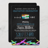 Crayon & Books Teacher Afstuderen Uitnodiging (Voorkant / Achterkant)