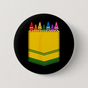 Crayon Box Pocket Teacher Gift Kostuum Ronde Button 5,7 Cm