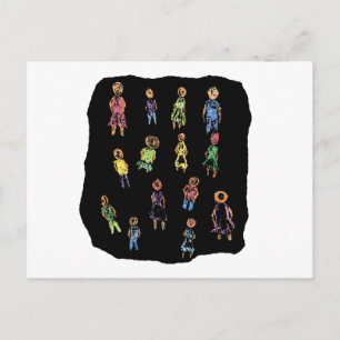 Crayon Colorful male and vrouw figures a random ag Briefkaart