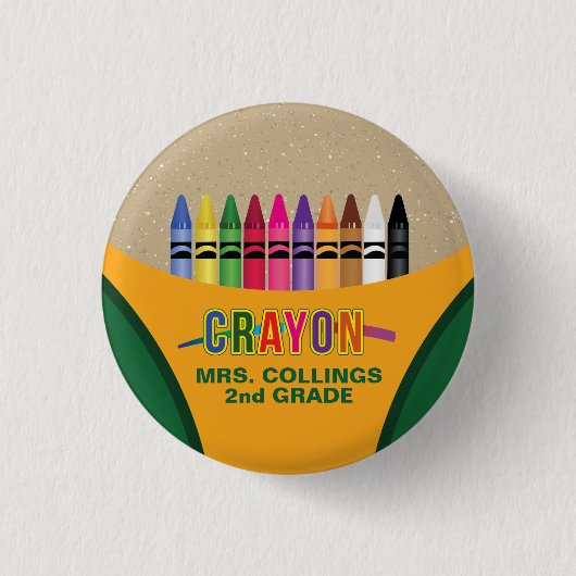 Crayon Coloring Party Pinback Button (Voorkant)