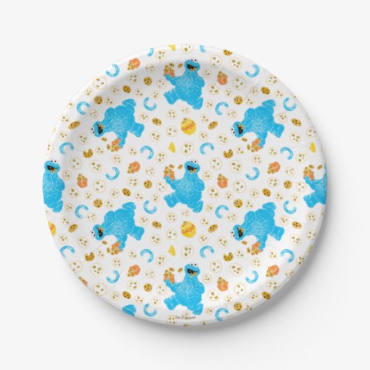 Crayon Cookie Monster Cookie Pattern Papieren Bordje (Voorkant)
