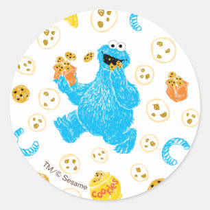 Crayon Cookie Monster Cookie Pattern Ronde Sticker