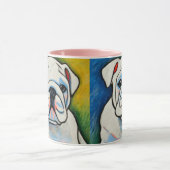 Crayon de chiot taurin blanc look art mug (Centre)