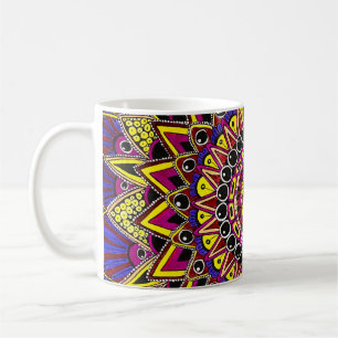 Crayon de couleur violet jaune mug art mandala