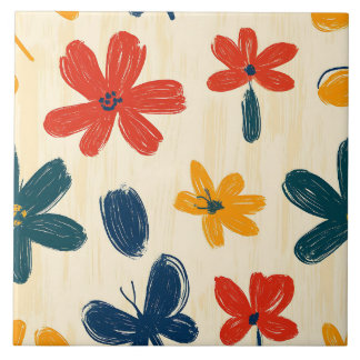 Crayon en vlinderbloemen tegeltje