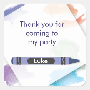 Crayon Favor Sticker Bue