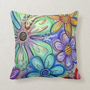 Crayon Flowers Kussen