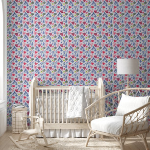 Crayon Harten en Bloemen voor Kinderen Behang