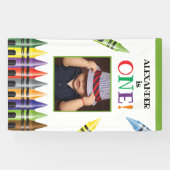 Crayon Kinder 1e Verjaardagsfeestfoto Spandoek (Horizontaal)