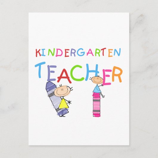 Crayon Kindergarten Teacher Tshirts en Gifts Briefkaart (Voorkant)