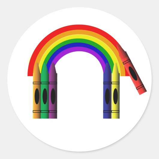 Crayon Kleur een regenboog Sticker (Voorkant)