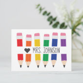 Crayon mignon enseignant Carte de remerciements pe (Debout devant)