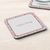 Crayon Pastel Hart & bloemen Bier Onderzetter (Linkerzijde)