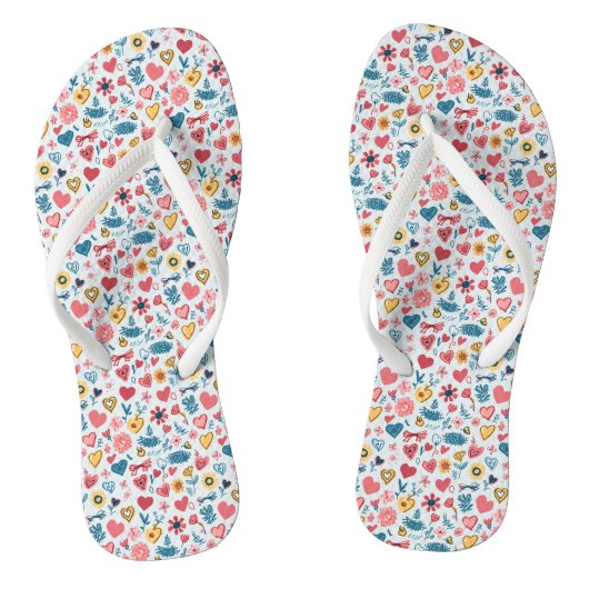 Crayon Pastel Hart & bloemen Teenslippers (Voetbed)