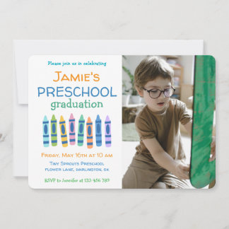 Crayon Photo Preschool Graduation Invitation Kaart