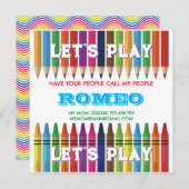 Crayon Playdate Invitation Kaart (Voorkant / Achterkant)