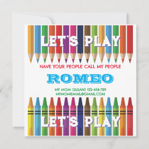 Crayon Playdate Invitation Kaart