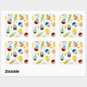 Crayon Sesame Pals Party Patroon Vierkante Sticker (Vel)