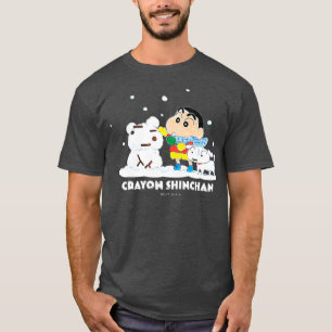 Crayon Shin-chan Shin-chan en een sneeuwpop T-shirt