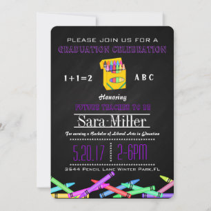 Crayon Teacher Afstuderen Uitnodiging