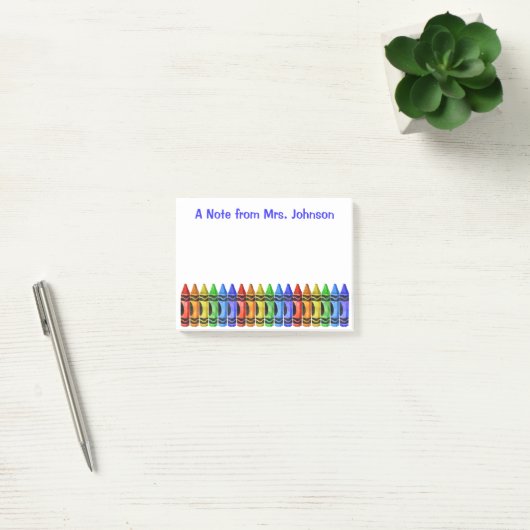 Crayon Teacher Personalized Post It Notes (White) (Kantoor)