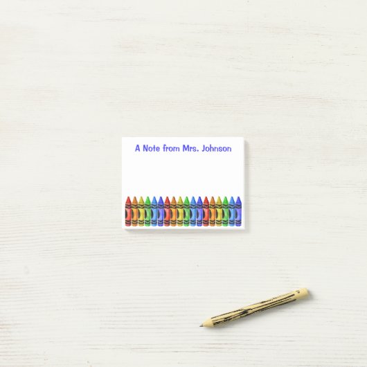 Crayon Teacher Personalized Post It Notes (White) (Op bureau)