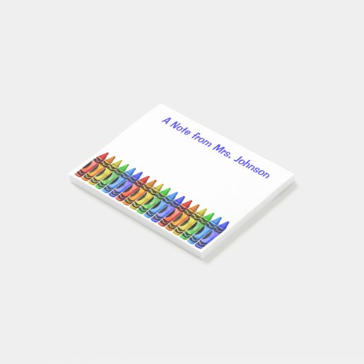 Crayon Teacher Personalized Post It Notes (White) (Schuin)