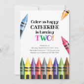 Crayon Turning Two Child's 2e verjaardag Uitnodigi Kaart (Voorkant)