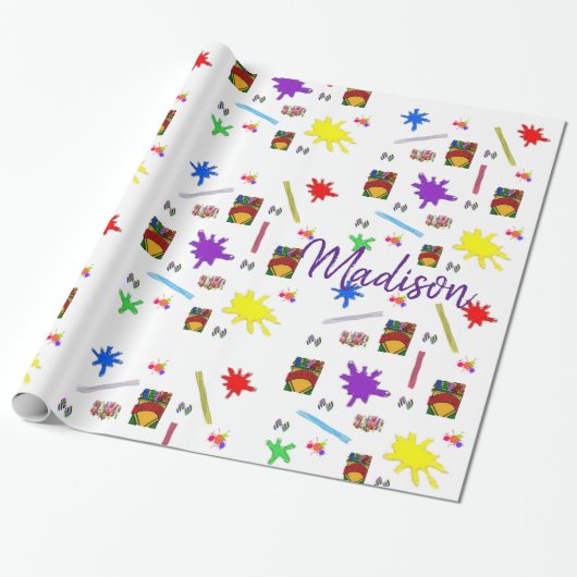 Crayon Wrapping Paper Cadeaupapier (Uitgerold)