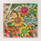 Crayon Zonnebloemen Kleurrijk groen Legpuzzel (Horizontaal)