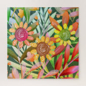 Crayon Zonnebloemen Kleurrijk groen Legpuzzel (Verticaal)