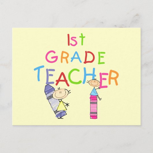 Crayons 1st Grade Teacher Tshirts en Gifts Briefkaart (Voorkant)