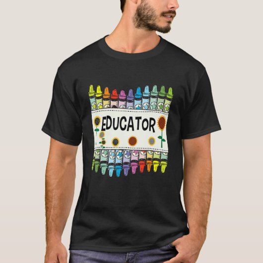Crayons And Flower Teaching Educator T-shirt (Voorkant)
